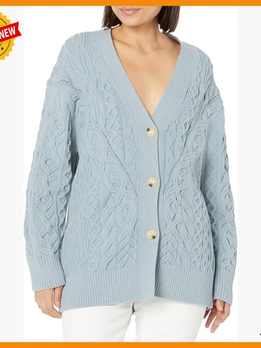Oversized Cotton Cardigan with Cable Knit Design, Perfect for Layering